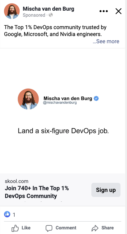 Concept sample ad for a DevOps tool, headline focused on outcomes, produced by the Babbas studio as a demonstration